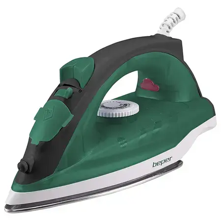 Fier de calcat BEPER BPP204FER004, 2200W, Rezervor 150 ml, Debit de abur 15 g/min, Talpa inox (Verde)