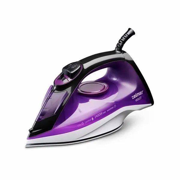 Fier de calcat cu abur, Zelmer, ZIR1515, 2400W, 0-30 g/min, Rezervor apa 280 ml, Mov