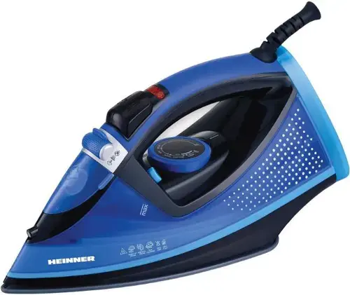Fier de calcat Heinner HSI-2400LT, Talpa ceramica, 2400W (Albastru-Negru)