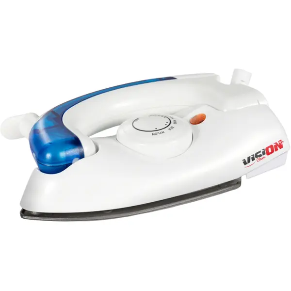 Fier de calcat portabil cu abur Vision Clean VFCCA01A, 800W, 30ml, 4 setari temperatura, Talpa otel inoxidabil, Protectie supraincalzire, Alb/Albastru