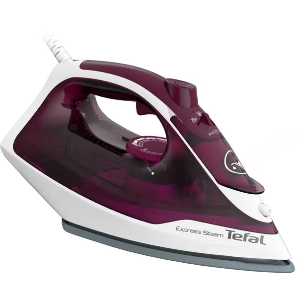 Fier de calcat Tefal Express Steam FV2835E0, 2400 W, 270 ml, jet de abur 160 g/min, abur variabil 0-35 g/min, talpa ceramica, protectie antipicurare, sistem anticalcar, violet