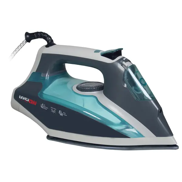 Fier de calcat Vision Clean VFCA02A, 2400W, 0.4l, Talpa ceramica, Protectie supraincalzire, Functie auto-curatare, Turcoaz