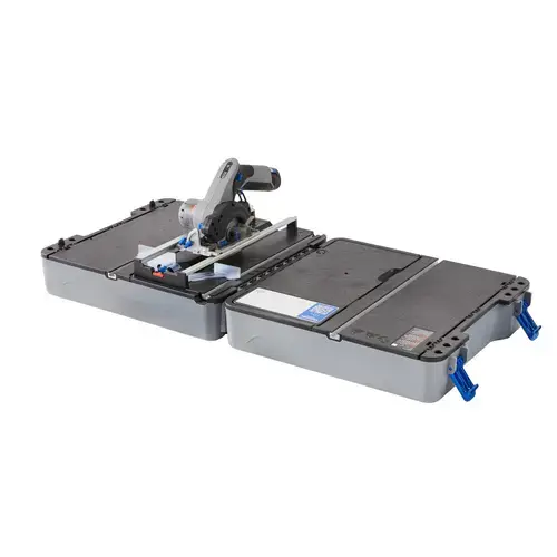 Fierastrau circular pe acumulator cu statie portabila de taiere Dremel CS12V-S1C, 12 V, 85 mm diametru disc, 5.000 RPM, acumulator, incarcator