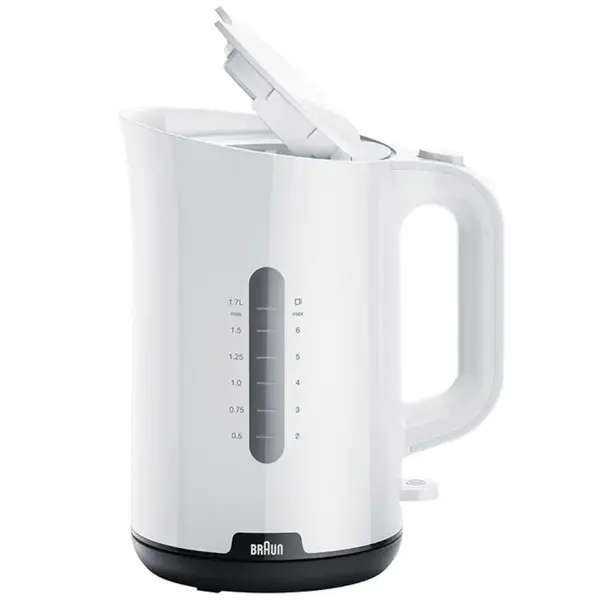 Fierbator Braun WK1100WH, 2200W, 1.7l, Indicator nivel apa, Protectie impotrvia fierberii in gol, Baza rotativa, Alb