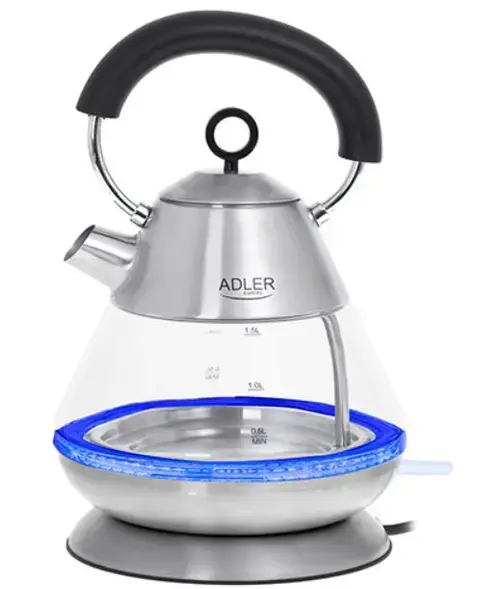 Fierbator de apa Adler AD 1282, 2200 W, 1.5 L (Argintiu/Transparent)