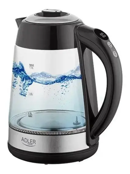 Fierbator de apa Adler AD 1285, 1.7 L, 2200 W (Negru/Transparent)