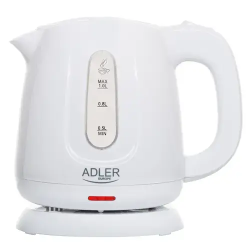 Fierbator de apa Adler AD1373, 1 l, 850 W, Baza rotativa 360, Filtru sedimente (Alb)