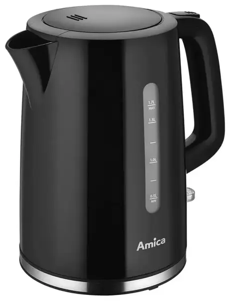 Fierbator de apa Amica KF1014, 1.7 l, 2200 W, Baza rotativa, Indicator nivel apa (Negru)