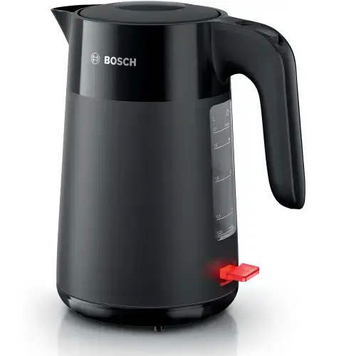 Fierbator de apa Bosch TWK2M163, 1.7l, filtru de calcar,oprire automata, protectie impotriva supraincalzirii si functionarii fara apa, oprire in momentul ridicarii canii de pe suport, Negru