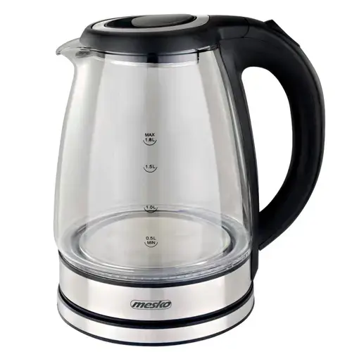 Fierbator de apa Mesko MS 1307, 1.8 L, 1500 W, Indicator nivel apa, Oprire automata, Baza rotativa 360 (Negru/Argintiu)