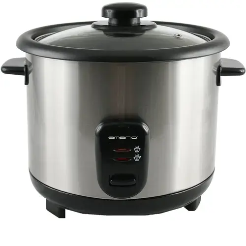 Fierbator de orez Emerio RCE-110118.5, 1,5 l, 500 W, functie de mentinere la cald, acoperire antiaderenta, capac de sticla, inox