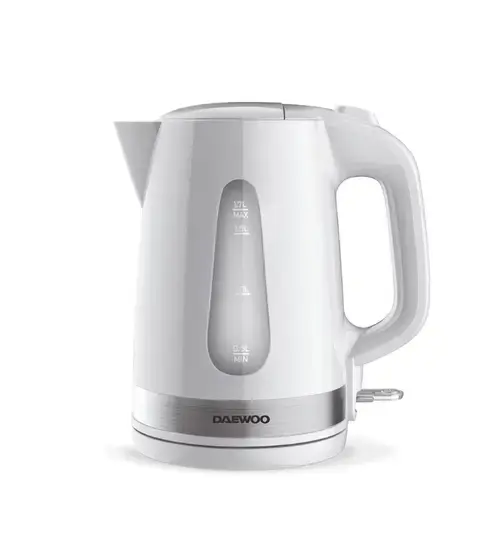 Fierbator electric Daewoo DKE220W, 2200 W, 1.7 l, indicator luminos, oprire automata, protectie impotriva fierberii uscate, deschidere usoara a capacului (Alb)