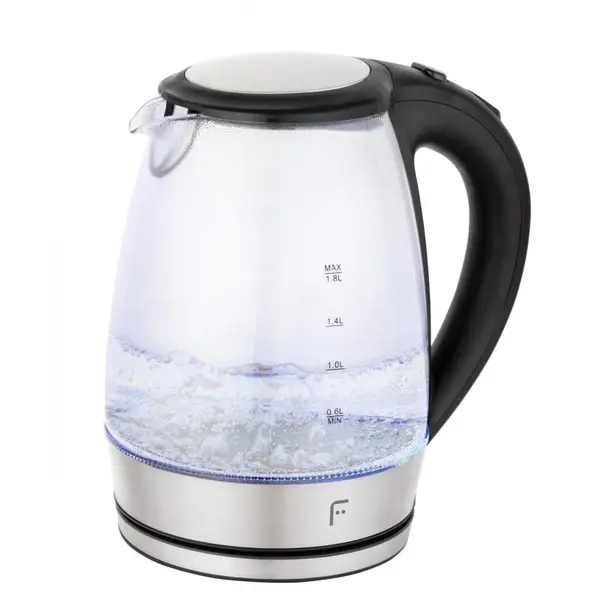 Fierbator electric Fakir Picardi, 1.8L, 2200w, Oprire automata, Iluminare LED, Sticla/Inox