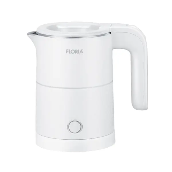 Fierbator electric Floria ZLN1735, Capacitate 500ml, Putere 1000W, Pereti dublii, Inox, Alb