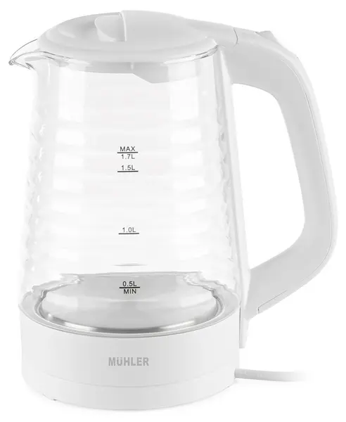Fierbător electric Muhler - WK-189G, 2200W, 1.7 l, din sticlă, albă