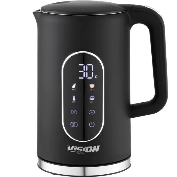 Fierbator electric Vision Chef VFS2L01N, 1850W, 1.7l, 13 trepte temperatura, 5 memorii presetate, Ecran LCD, Oprire automata la fierbere, Albastru