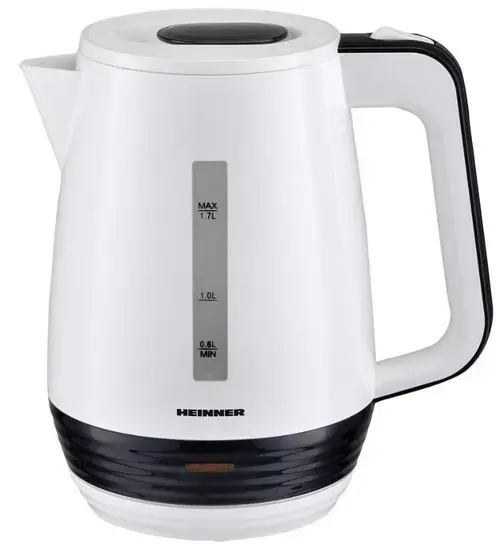 Fierbator Heinner HEK-17WH, 1.7 L, element incalzire inox, oprire automata, plastic (Negru/Alb)