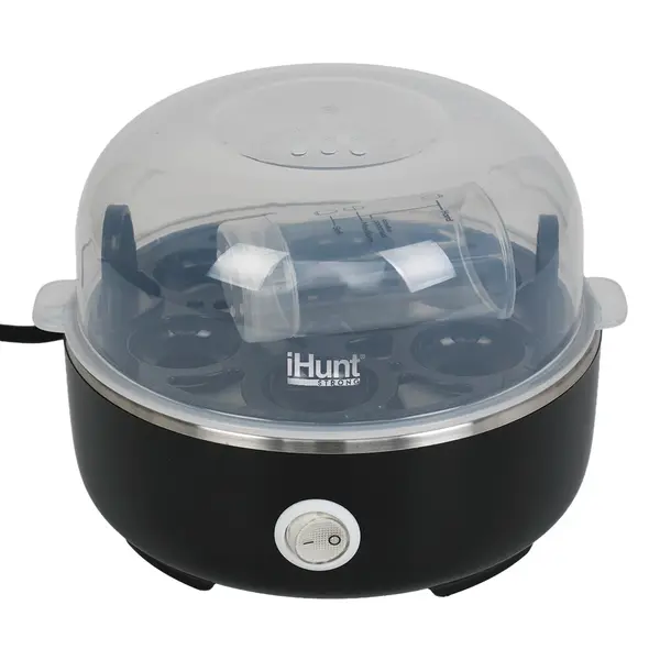 Fierbator Oua iHunt BRO Egg Boiler, 7 Oua, 360W, Baza Inox, Oprire Automata, Alerta Sonora, Tavite Non-Stick, Fara BPA