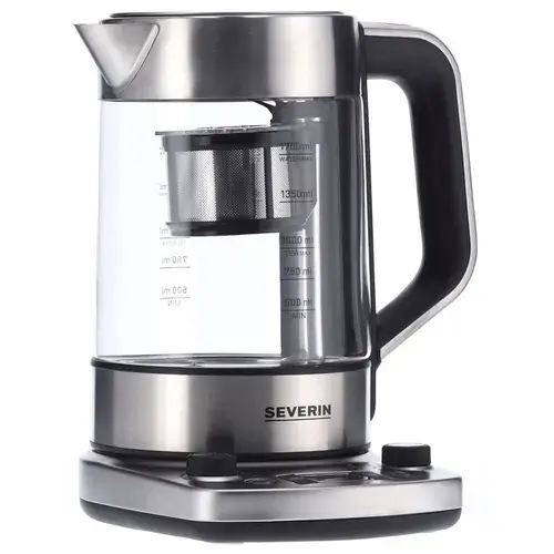 Fierbator profesional Severin WK 3422, control digital, 3000W, volum XXL 1,7 L, baza 360°, 5 programe prestabilite, inox / sticla
