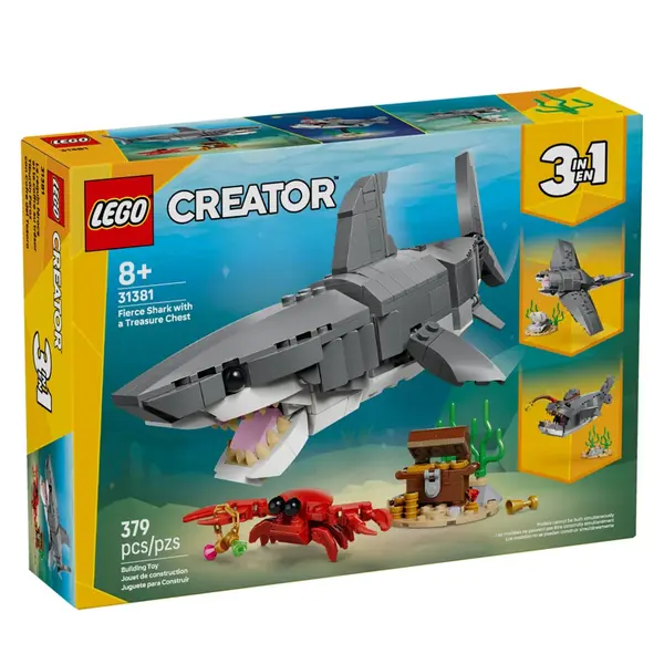 Fierce shark with a treasure chest 31381