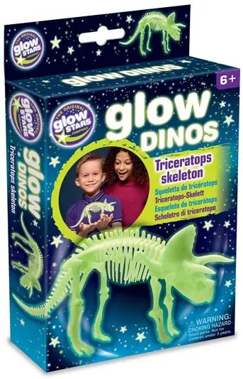 Figurina fosforescenta Brainstorm Glow Dinos - Triceratops, schelet
