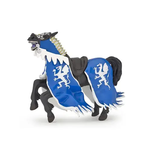 Figurina Papo - Personaje medievale, Calul Regelui cu blazon dragon, Albastru