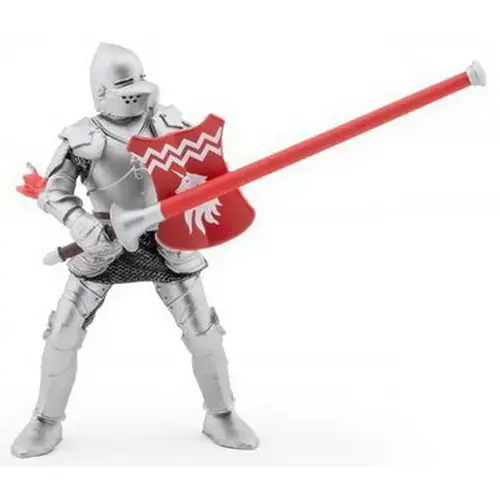 Figurina Papo Personaje medievale, Cavaler cu sulita si scut rosu