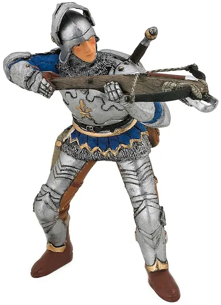 Figurina Papo The Medieval Era – Arcas cu arbaleta, cu armura albastra