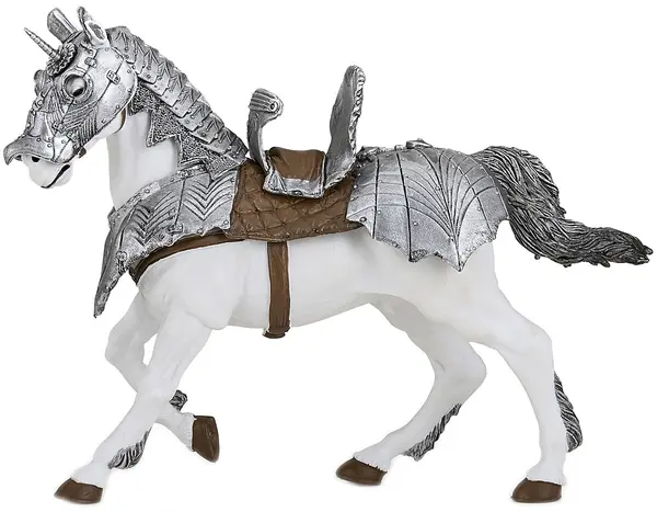 Figurina Papo The Medieval Era – Cal de cavaler, cu armura