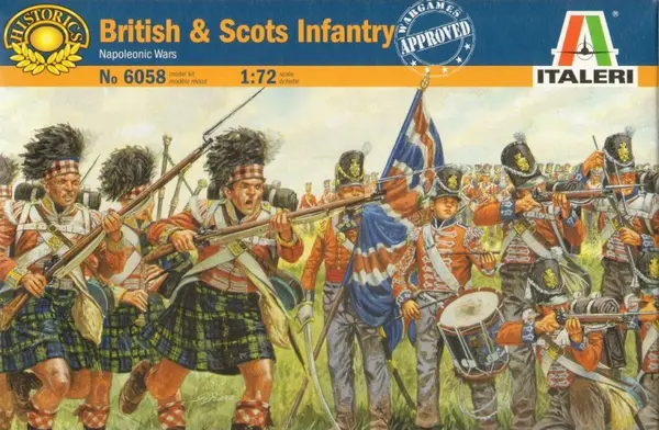Figurine pentru hobby Italeri Militare: Soldați - Infanterie britanică și scoțiană, războaiele napoleoniene, 50 de figurine