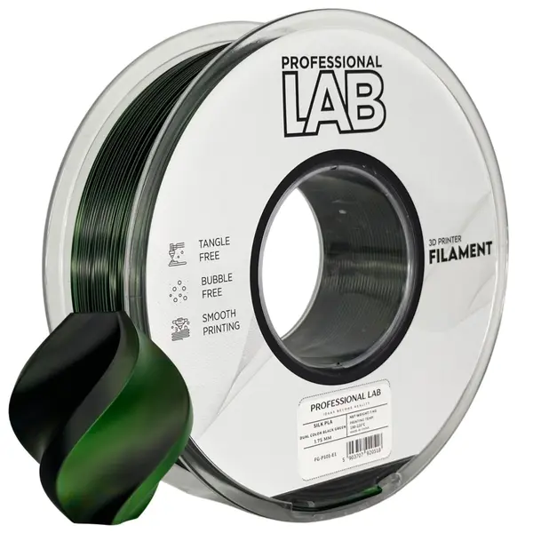 Filament Profesional LAB, Silk, PLA, Dual Color Negru Verde, Diametru: 1.75 mm , Greutate 1 kg