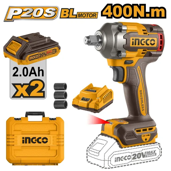 Filetanta 20V 1/2 400nm cu 2 Acumulatori INGCO CIWLI2040E