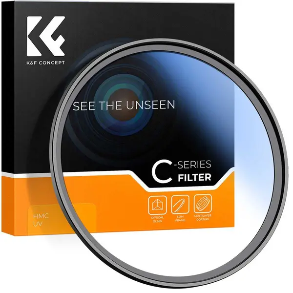 Filtru K&F Concept 77MM Classic Series, cu strat albastru, HMC UV, optică japoneză