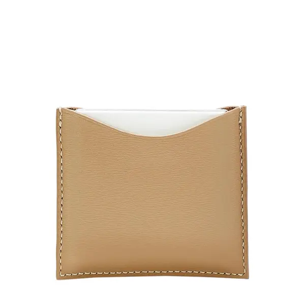 Fine leather refillable compact case