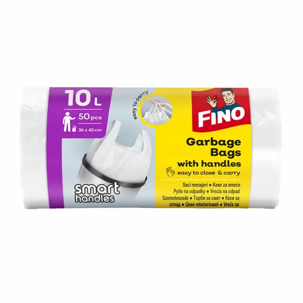 Fino Saci menajeri, cu manere, 10 L, 50 buc