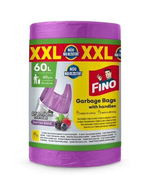 Fino Saci menajeri parfumati, cu manere, 60 L, 60 buc