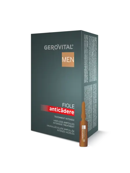 Fiole Anticădere Păr Pentru Bărbați Tratament Intensiv Cu Redensyl și Procapil Pentru Fortifierea Firului De Păr, Gerovital Men, 10 Fiole X 10 Ml