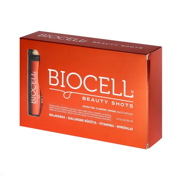 Fiole pentru frumusetea parului unghiilor si pielii Beauty Shots, 14 fiole buvabile x 25ml, Biocell