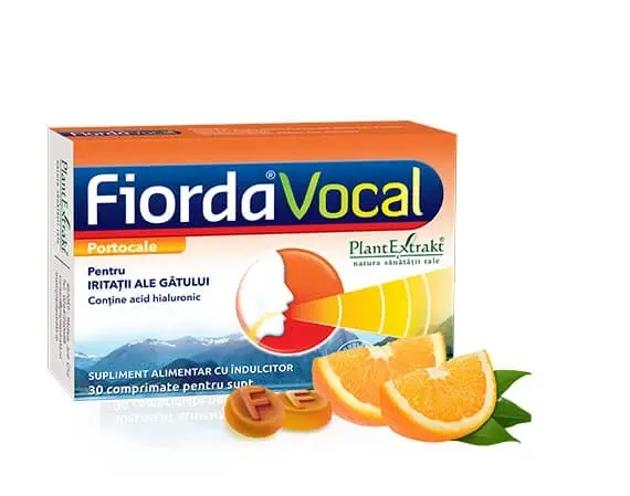 Fiorda Vocal cu aroma de portocale, 30 comprimate, Plant Extrakt