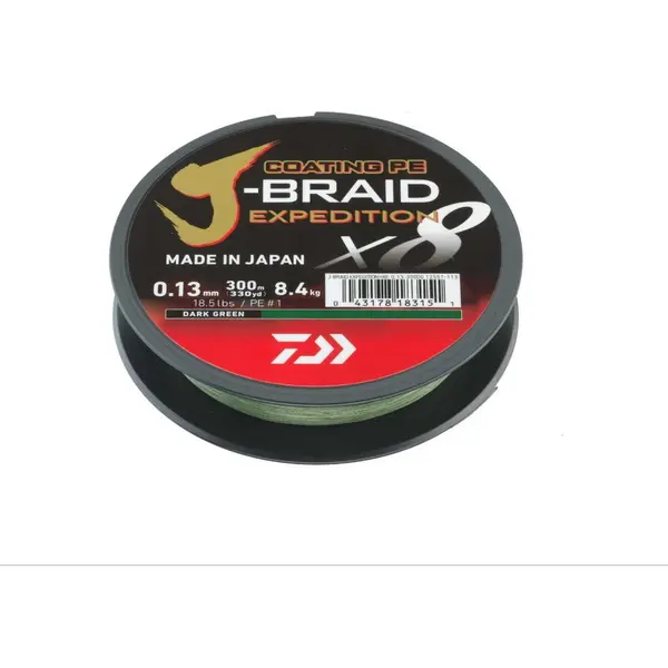 Fir J-Braid Expedition X8 0.22mm 19.5Kg 150m Dark Green