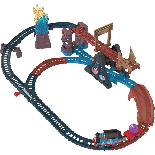 Fisher Price Set de joaca Fisher Price Tom and Friends Crystal Cave Megaset, tren motorizat, 9 piese sina