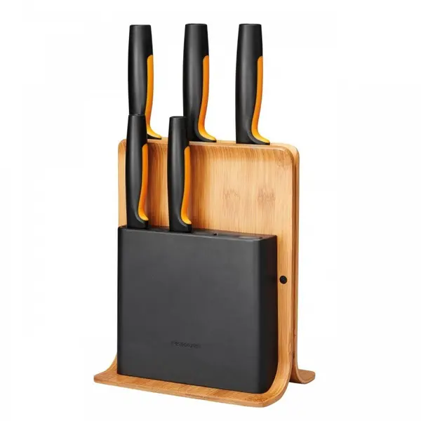 FISKARS Set suport din bambus + 5 cutite Fiskars