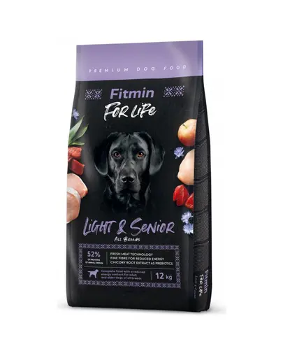 FITMIN Dog For Life Light & Senior hrana caini adulti si seniori 12 kg