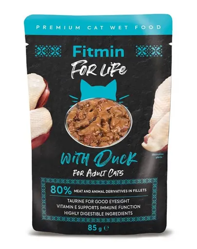 FITMIN For life Adult Duck 85g hrana umedă pentru pisici cu rata