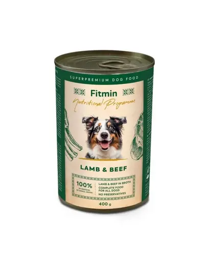 FITMIN Monoprotein Lamb and Beef 400 g hrană umedă monoproteică pentru câini cu vită și miel