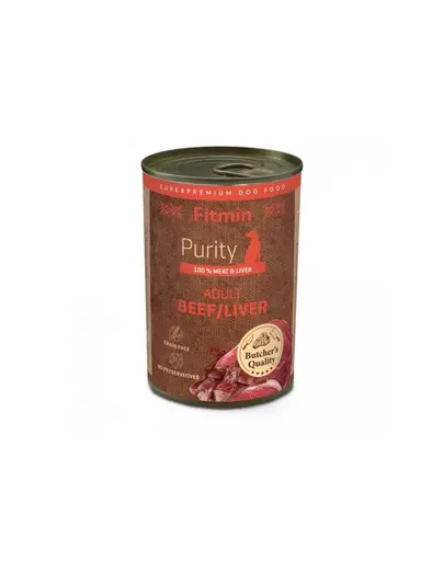 FITMIN Purity Adult Dog Beef with liver 400g hrană umedă câini vită și ficat, fără cereale