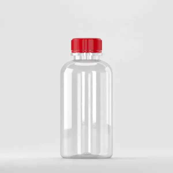 Flacon PET 200ml, Transparent-Filet 28mm-cu capac rosu