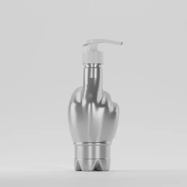 Flacon PET 370ml, Gri – 27 grame – Filet 28mm – cu Pompiță Albă