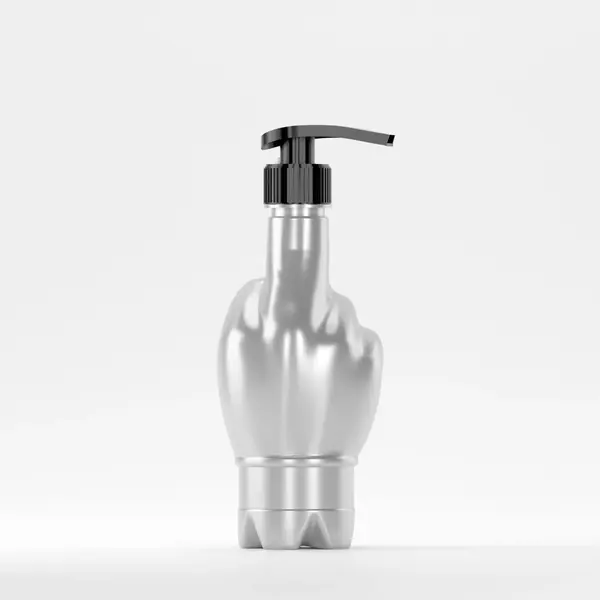 Flacon PET 370ml, Gri – 27 grame – Filet 28mm – cu Pompiță Neagră