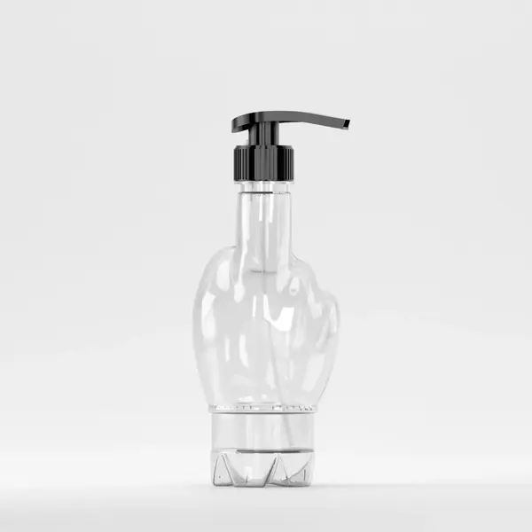 Flacon PET 370ml, Transparent – 30 grame – Filet 28mm – cu Pompiță Neagră